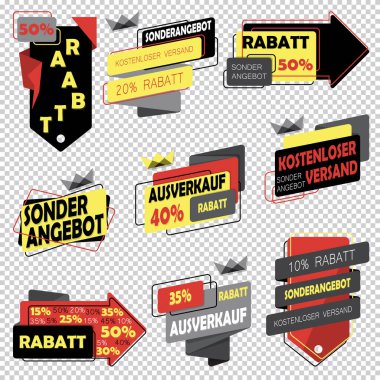 Alman Dili Vector Satış, İndirim, Ücretsiz Nakliye, Özel Teklif, sadece bu hafta, sadece bugün, yarın sipariş et, internetten sipariş et, bir gün nakliye, büyük satış, mega satış, yarı fiyatına, vektör pankartlarında yüzde 50 indirim.