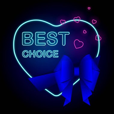 Neon Kalpli Parlak Neon En İyi Seçim Sancağı, bayram promosyonları için süslü lacivert unsurlar, Dijital ve Perakende Pazarlama