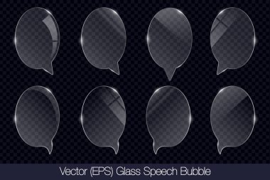 Parıltı, düz cam ya da plastik plaka, düz şeffaf cam lens, gerçekçi cam cam cam, pencere modellemesi ile elips şeklinde gerçekçi 3D şeffaf cam konuşma balonu