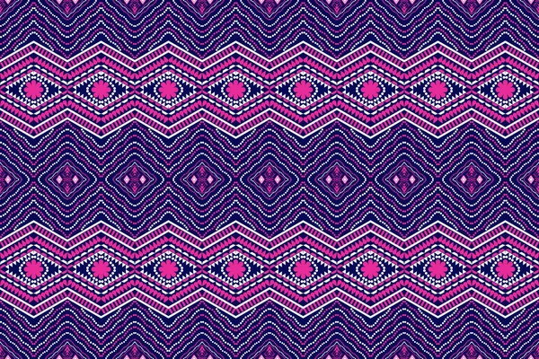 Геометрические Формы Племенной Бесшовный Узор Ацтекский Этнический Орнамент Синий Розовый — стоковый вектор
