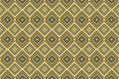 Kusursuz tasarım modeli, geleneksel geometrik zikzak deseni. Sarı beyaz vektör illüstrasyon tasarımı, soyut kumaş deseni, baskı tekstili için aztek biçimi 