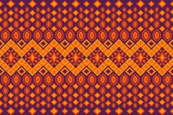 Sömlöst Designmönster Traditionellt Geometriskt Sicksackmönster Lila Gul Orange Vektor Illustration — Stock vektor
