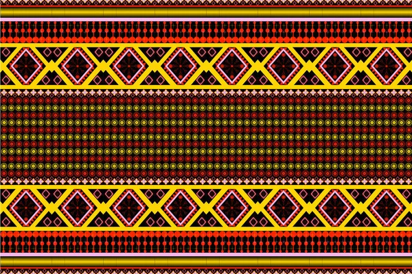 Nahtloses Muster Traditionelles Geometrisches Zickzackmuster Schwarz Rot Lila Gelb Vektor — Stockvektor