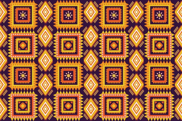 无缝设计图案 传统几何锯齿形图案 紫色白色橙色矢量图解设计 抽象面料图案 印花纺织品用阿兹特克风格 — 图库矢量图片