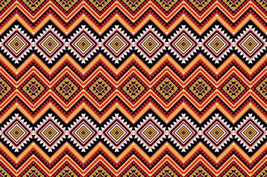 Seamless design pattern, traditional geometric zigzag pattern. red black white yellow vector illustration design, abstract fabric pattern, aztec style for print textiles  clipart