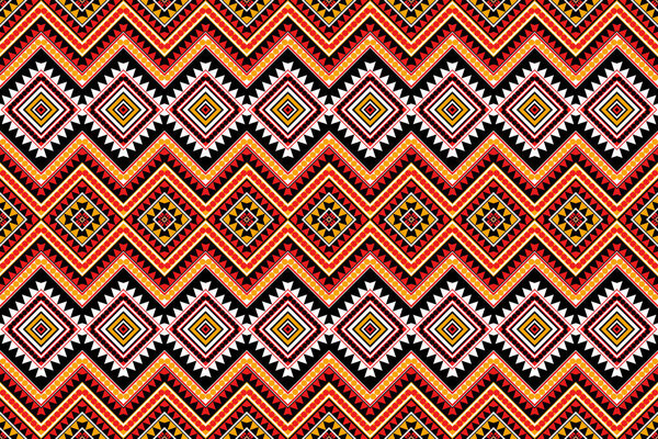 Бесшовный дизайн, традиционный геометрический зигзагообразный рисунок. красный черный белый желтый вектор дизайн иллюстрации, абстрактный шаблон ткани, стиль aztec для печати текстиля 