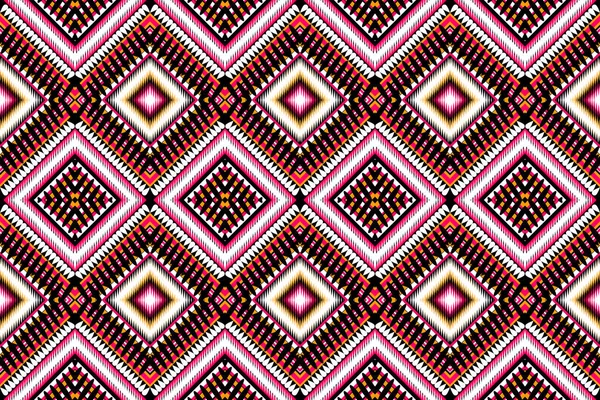 Seamless Design Pattern Traditional Geometric Zigzag Pattern Black Pink Yellow — Stock Vector