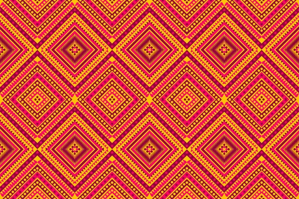 Безшовний Візерунок Дизайн Геометричний Квадратний Трикутник Коло Племінна Тканина Індійська — стоковий вектор