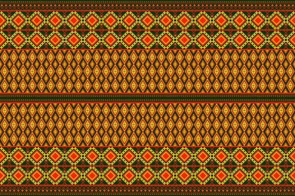 Seamless Ethnic Rotary Repeat Fabric Tile Design Green Yellow Red — Stock Vector