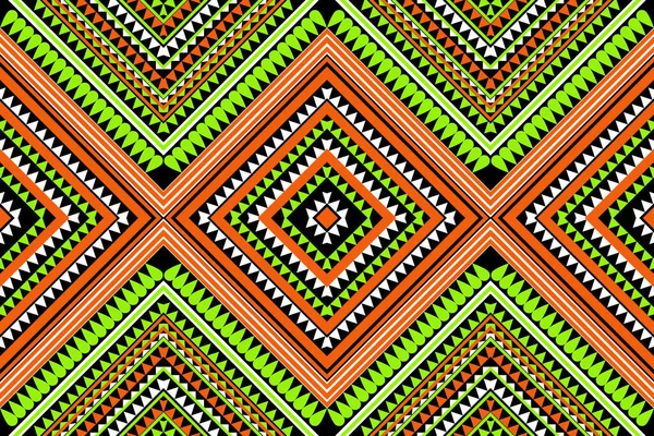 Seamless Design Pattern Traditional Geometric Zigzag Circle Pattern Orange Black — Stock Vector