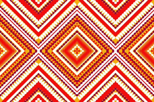 Nahtloses Designmuster Traditionelles Geometrisches Zickzackmuster Gelb Rot Weiß Braun Vektorillustration — Stockvektor