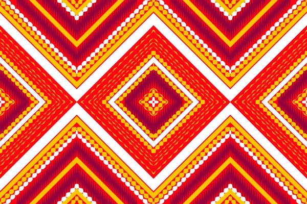 Nahtloses Designmuster Traditionelles Geometrisches Zickzackmuster Weißes Gelb Rotes Vektorillustrationsdesign Abstraktes — Stockvektor