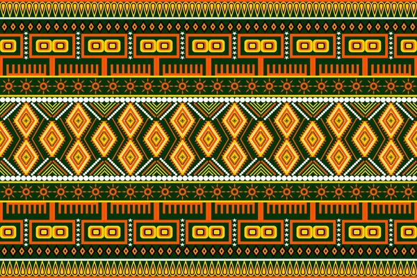 Бесшовный Дизайн Шаблон Традиционный Геометрический Цветок Зигзаг Шаблон Зеленый Желтый — стоковый вектор