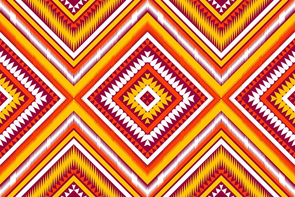 Seamless Design Pattern Traditional Geometric Flower Zigzag Pattern Brown Orange — Stock Vector
