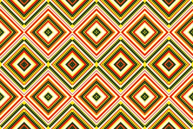Kusursuz desen tasarımı geometrik kare üçgen daire dairesi Hint kumaşı Afrikalı popüler dalga etnik boşluk tekstil duvar kağıdı için yeşil sarı kırmızı beyaz tasarım