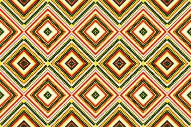 Kusursuz desen tasarımı geometrik kare üçgen daire dairesi Hint kumaşı Afrikalı popüler dalga etnik boşluk tekstil duvar kağıdı için yeşil sarı kırmızı beyaz tasarım