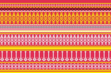 Amerikan desenli siyah geleneksel sarong desenli soyut Geometrik kareler tekstil desenli kumaş desenleri basmak için en alttaki sarı siyah beyaz dizayn sıralanmış.
