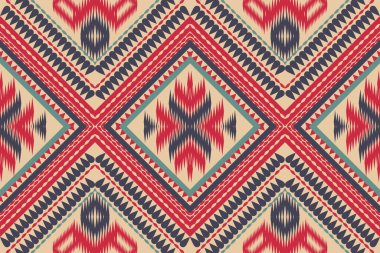 Şekilleri ile kusursuz desen Geometrik etnik oryantal ikat deseni geleneksel tasarım arkaplan, halı, duvar kağıdı, giysi, ambalaj, Batik, kumaş, Vektör illüstrasyonu. Nakış stili.