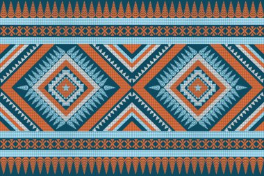 Şekilleri ile kusursuz desen Geometrik etnik oryantal ikat deseni geleneksel tasarım arkaplan, halı, duvar kağıdı, giysi, ambalaj, Batik, kumaş, Vektör illüstrasyonu. Nakış stili.