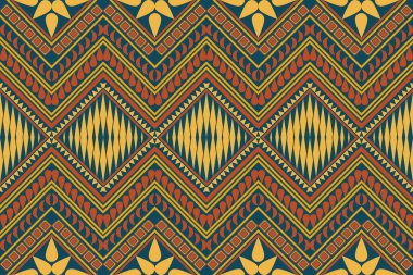 Şekilleri ile kusursuz desen Geometrik etnik oryantal ikat deseni geleneksel tasarım arkaplan, halı, duvar kağıdı, giysi, ambalaj, Batik, kumaş, Vektör illüstrasyonu. Nakış stili.