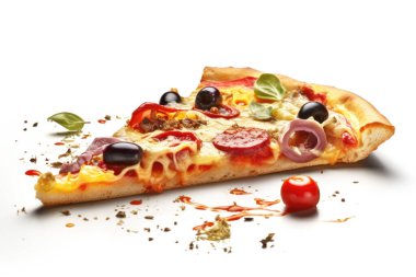 A Piece of Pizza On Isolated White Background. Good for food blogger, Vlog, food content on social media or advertising. clipart