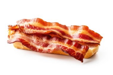 Grilled Bacon on Bread On Isolated White Background. Good for food blogger, Vlog, food content on social media or advertising. clipart