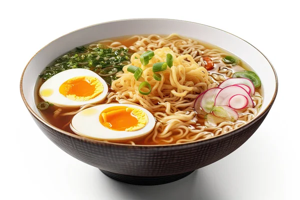Ramen Japanese Food Isolated White Background Inglés Bueno Para Bloguero —  Fotos de Stock