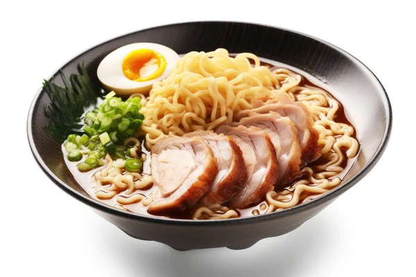 Stock image Ramen With Pork Japanese Food On Isolated White Background. Good for food blogger, Vlog, food content on social media or advertising.