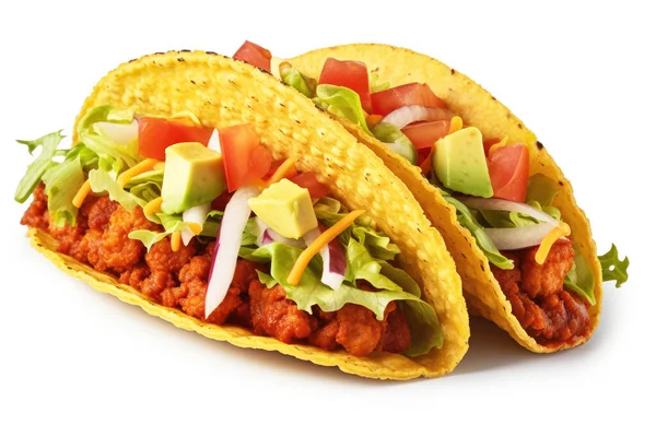 Tacos Mexikanisches Essen Auf Isoliertem Weißem Hintergrund Gut Für Foodblogger — Stockfoto