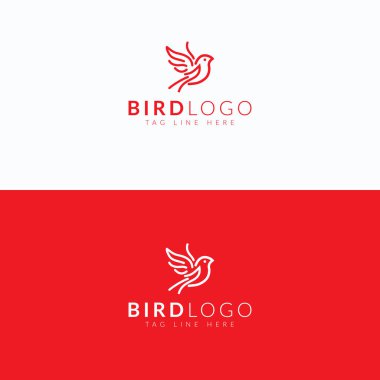 Beyaz ve kırmızı arka planda bir kuş olan bir logo