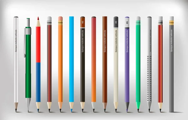 Several Colored Pencils Different Styles Vector — Stock Vector