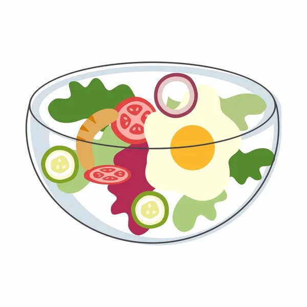 Vektorgemüsesalat Bio Gemüsesalat Auf Teller Gemüsesalat Schüssel Vorhanden Zeichentrickfilm Salat — Stockfoto
