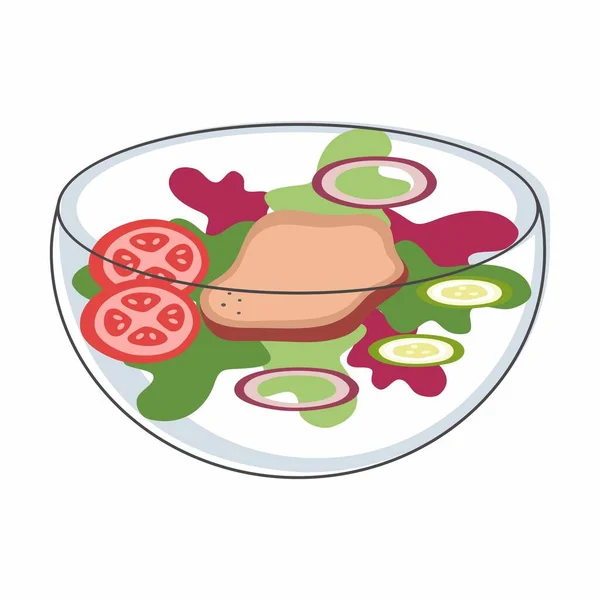 Vector Groentesalade Biologisch Plantaardige Salade Het Bord Plantaardige Salade Kom — Stockfoto