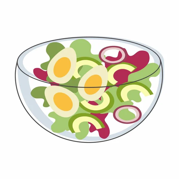 病媒蔬菜沙拉 有机食品盘子里的蔬菜沙拉 蔬菜沙拉在碗里 沙律卡通画 — 图库照片