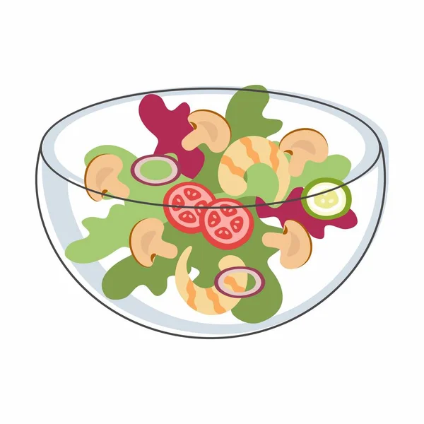 病媒蔬菜沙拉 有机食品盘子里的蔬菜沙拉 蔬菜沙拉在碗里 沙律卡通画 — 图库照片