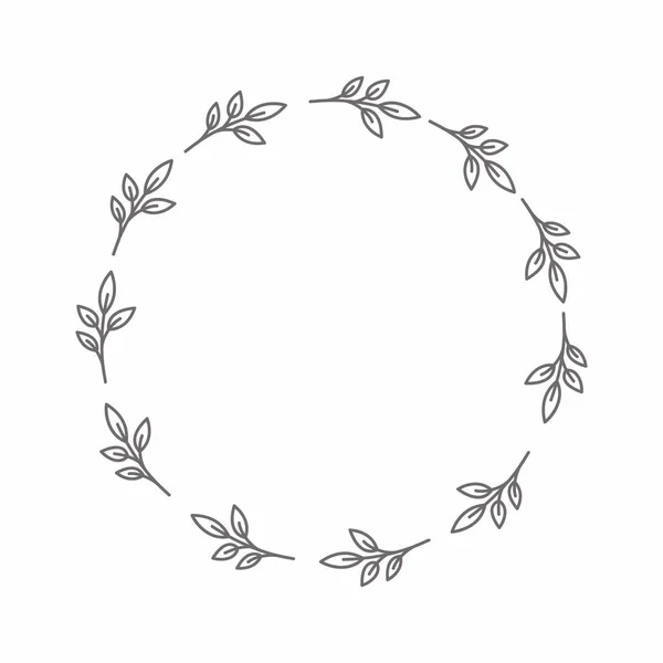 Leaf Circle Frame Flower Circle Frame Wedding Card Frame Vector — Stock Photo, Image
