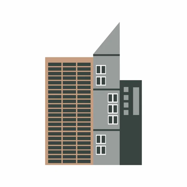 ベクトルビル商業ビル街かわいい漫画ベクトル不動産 — ストック写真