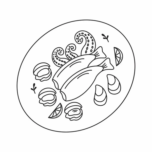 Mariscos Vector Mariscos Lindo Ilustración Alimentos Dibujos Animados — Foto de Stock