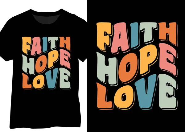 Faith Hope Love Ретро Хвилястий Дизайн — стоковий вектор