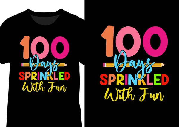 100 Gün Eğlenceli, 100 Gün Okul Tipografisi Tişörtü Tasarım Vektörü