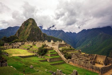 Panoramic view of the Inca citadel of Machu Picchu. Cusco Peru. clipart