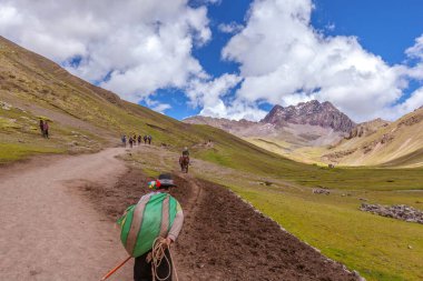 Ocak 2018, Cusco, Peru: Vinicunca dağını ziyaret eden turistler