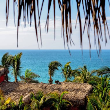 10 Şubat 2020 - Mancora, Peru: Deniz manzarası ve güzel deniz manzarası ile Vichayito Spa