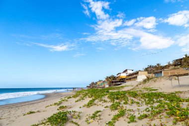 10 Şubat 2020 - Mancora, Peru: Deniz manzarası ve güzel deniz manzarası ile Vichayito Spa