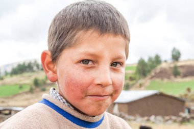 Peru And Dağları 'ndan bir çocuk. Şubat 2014 - Ayacucho, Peru