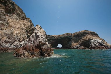 Ballestas Adaları, önemli deniz biyolojik çeşitliliği ve eko-turizm için macera sporları. Paracas Peru,