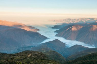 beautiful landscape of the valley of the mountains in the morning  clipart