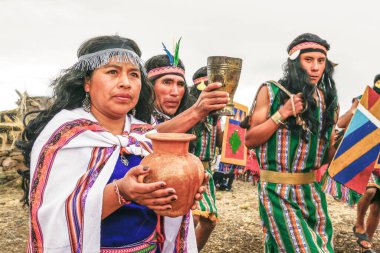 indigenous people in the andes in the andes, peru  clipart