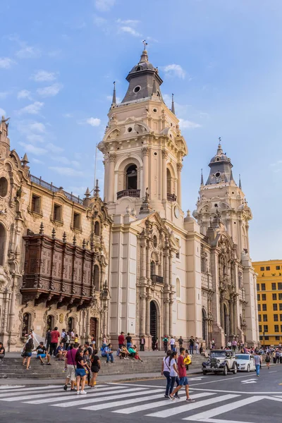 Fassade Der Kathedrale Von Lima Peru — Stockfoto