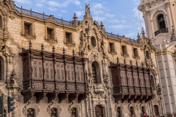 秘鲁利马大教堂的立面 — 图库照片